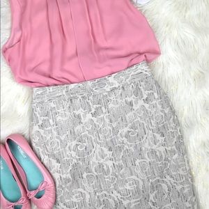 Ann Taylor beige & brown Midi Pencil Skirt size 4P